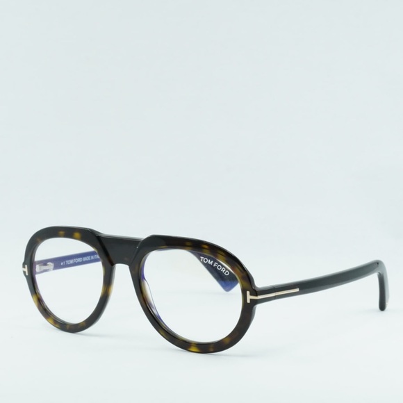 TOM FORD EYEGLASSES FT5756-B 052 Shiny Dark Havana Blue Light Block 53mm - Picture 4 of 5